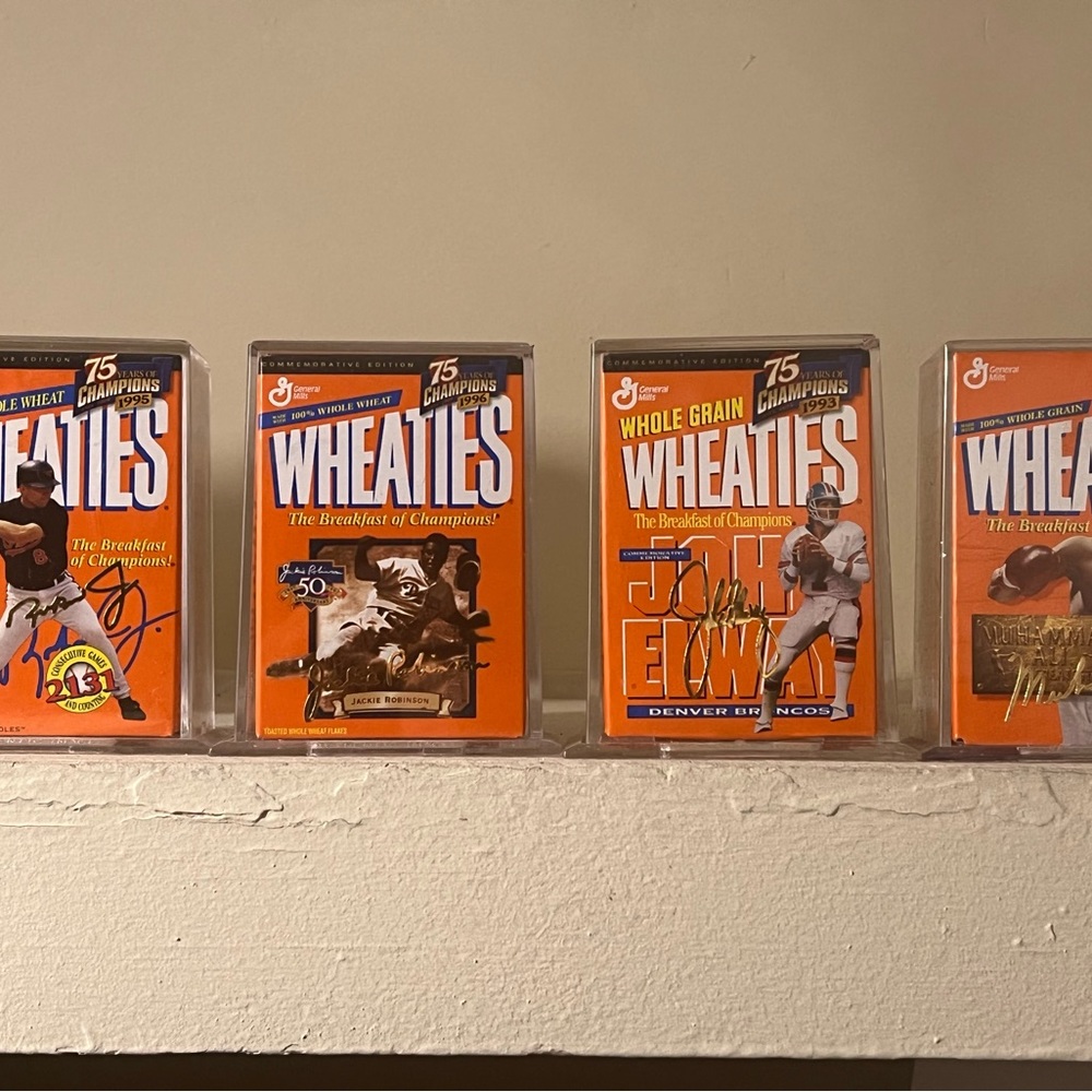 Wheaties 24k Gold Signature Jackie Robinson Muhammad Ali John Elway Cal Ripkin